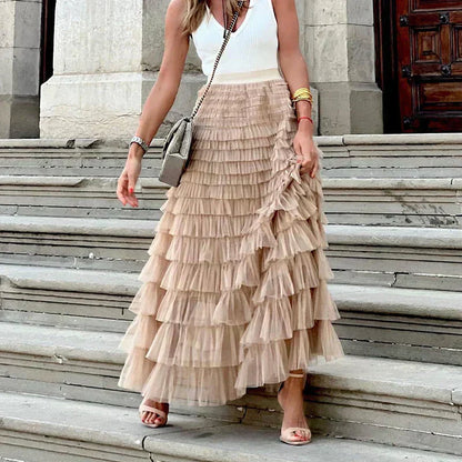 Women's Elegant Tulle Midi Skirt