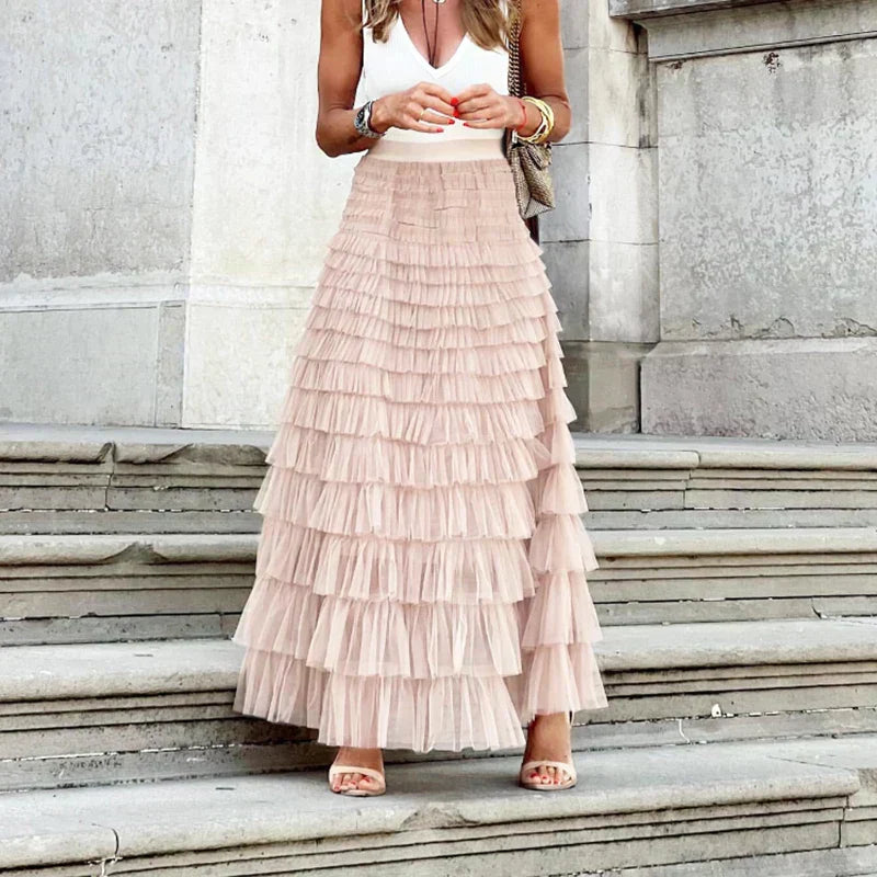 Women's Elegant Tulle Midi Skirt