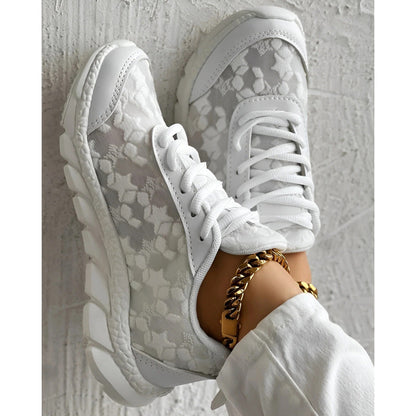 Women's Lace Sneakers Chunky Sole Black