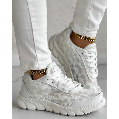Women's Lace Sneakers Chunky Sole Black