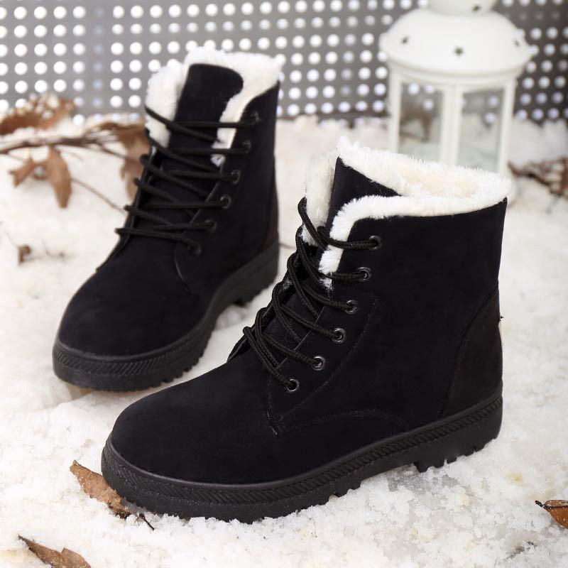 Cozy Faux Fur Lined Lace-Up Winter Ankle Boots for Women