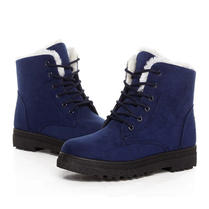 Cozy Faux Fur Lined Lace-Up Winter Ankle Boots for Women