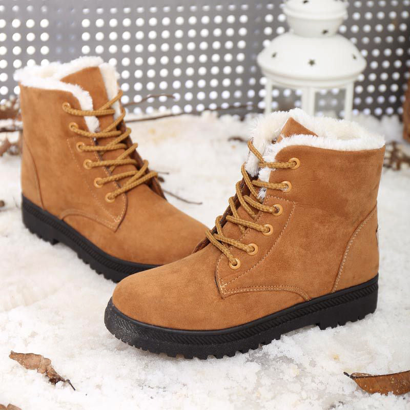 Cozy Faux Fur Lined Lace-Up Winter Ankle Boots for Women