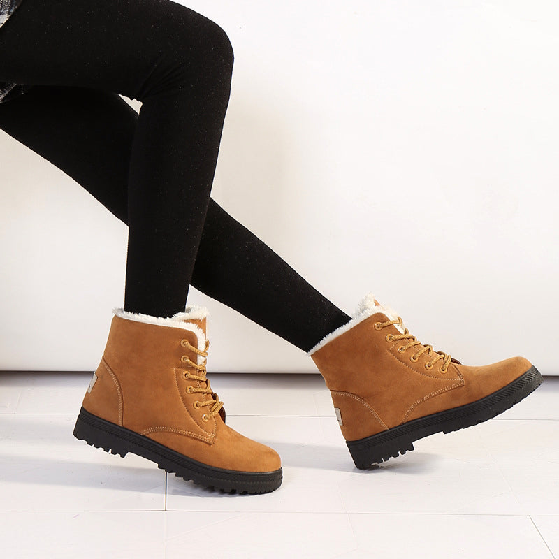 Cozy Faux Fur Lined Lace-Up Winter Ankle Boots for Women