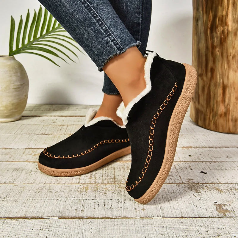 Luxurious Women's Faux Suede Slip-On Boots with Warm Plush Lining