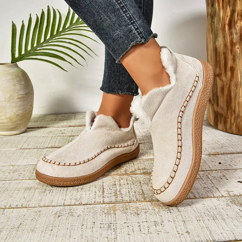 Luxurious Women's Faux Suede Slip-On Boots with Warm Plush Lining