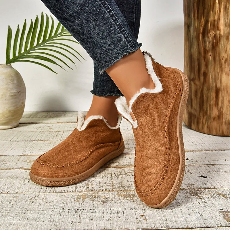Luxurious Women's Faux Suede Slip-On Boots with Warm Plush Lining