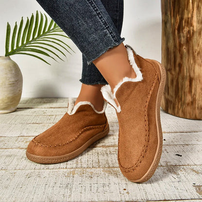 Luxurious Women's Faux Suede Slip-On Boots with Warm Plush Lining
