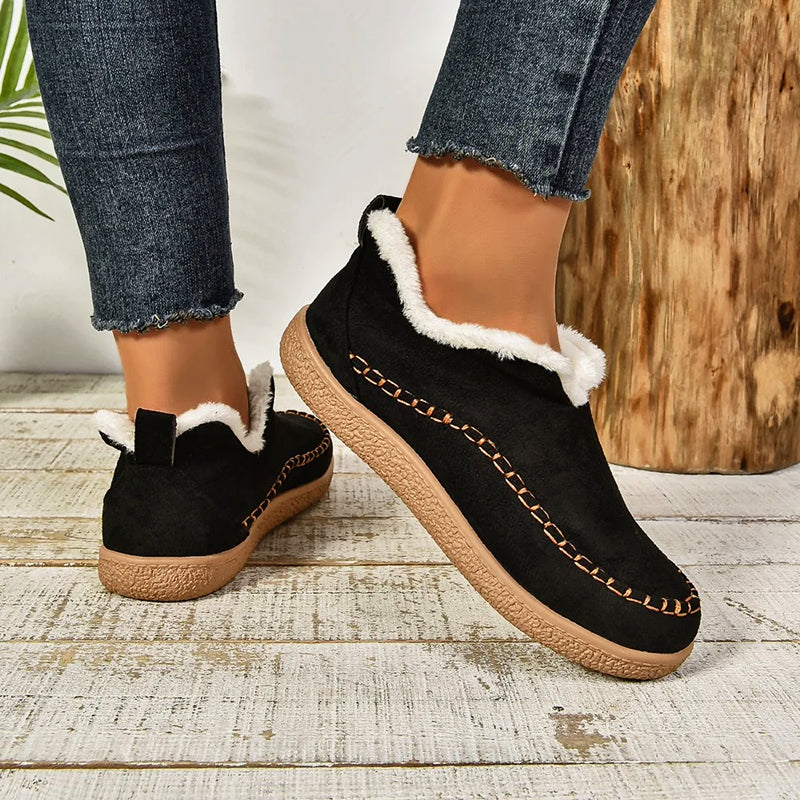 Luxurious Women's Faux Suede Slip-On Boots with Warm Plush Lining