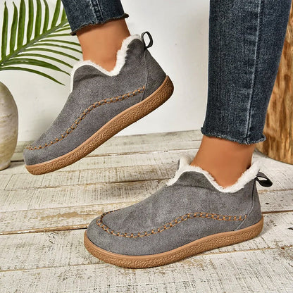 Luxurious Women's Faux Suede Slip-On Boots with Warm Plush Lining