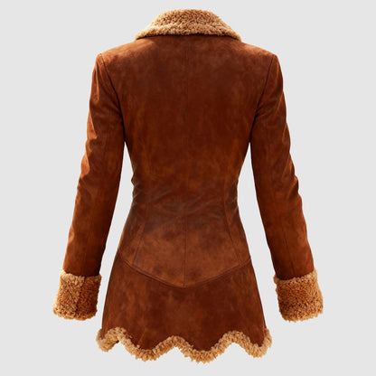 Women's Tailored Coat Fur Trim Button Front