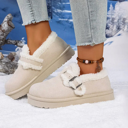 Women's Plush Sherpa Lined Suede Slip-On Shoes for Winter Warmth