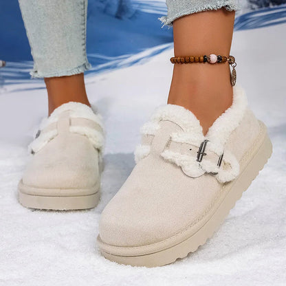 Women's Plush Sherpa Lined Suede Slip-On Shoes for Winter Warmth