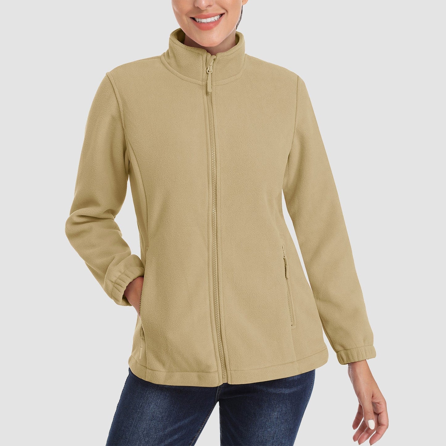 Women's Fleece Zip-Up Jacket Soft Warm Coat