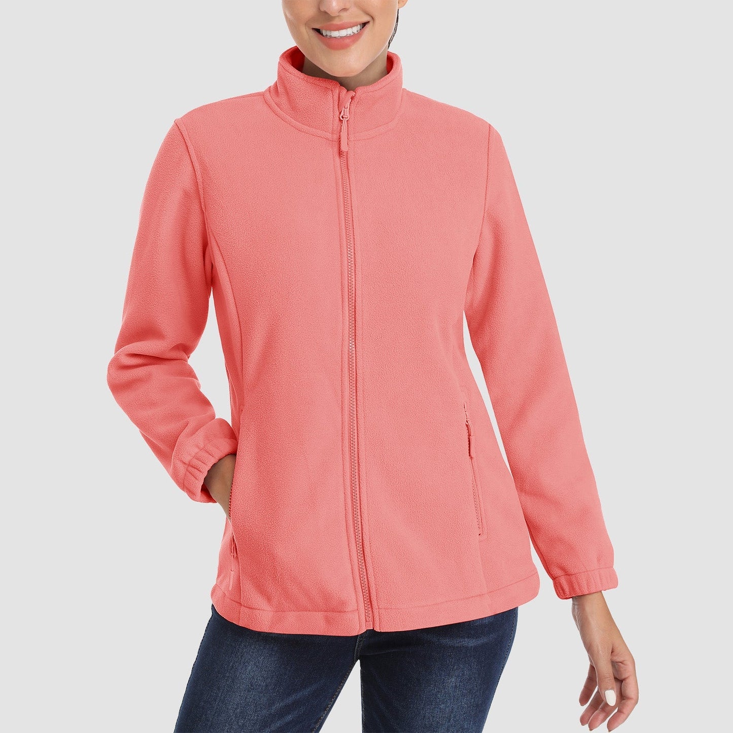 Women's Fleece Zip-Up Jacket Soft Warm Coat