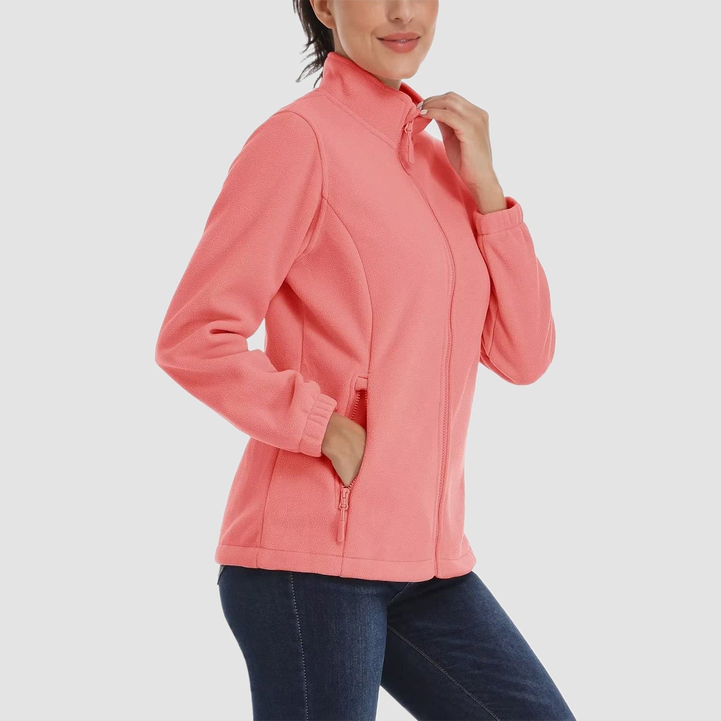 Women's Fleece Zip-Up Jacket Soft Warm Coat