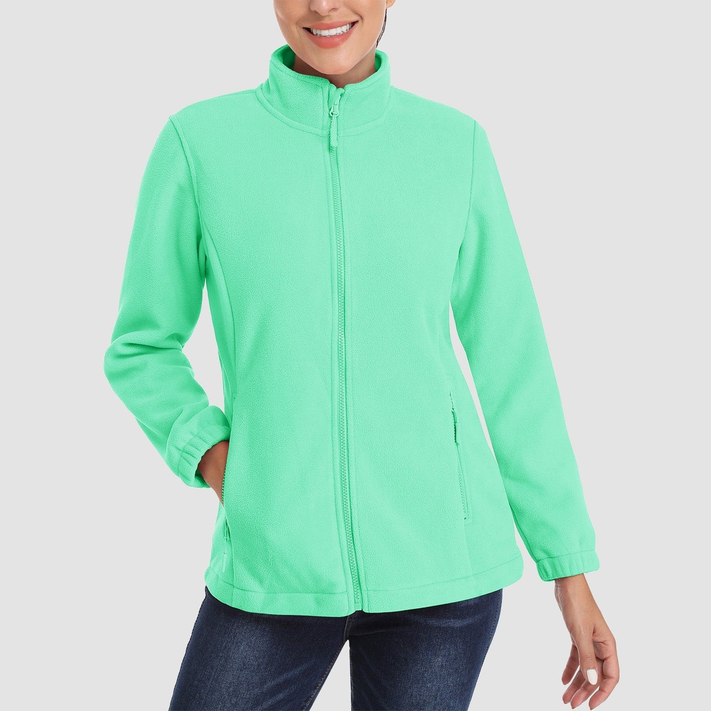 Women's Fleece Zip-Up Jacket Soft Warm Coat