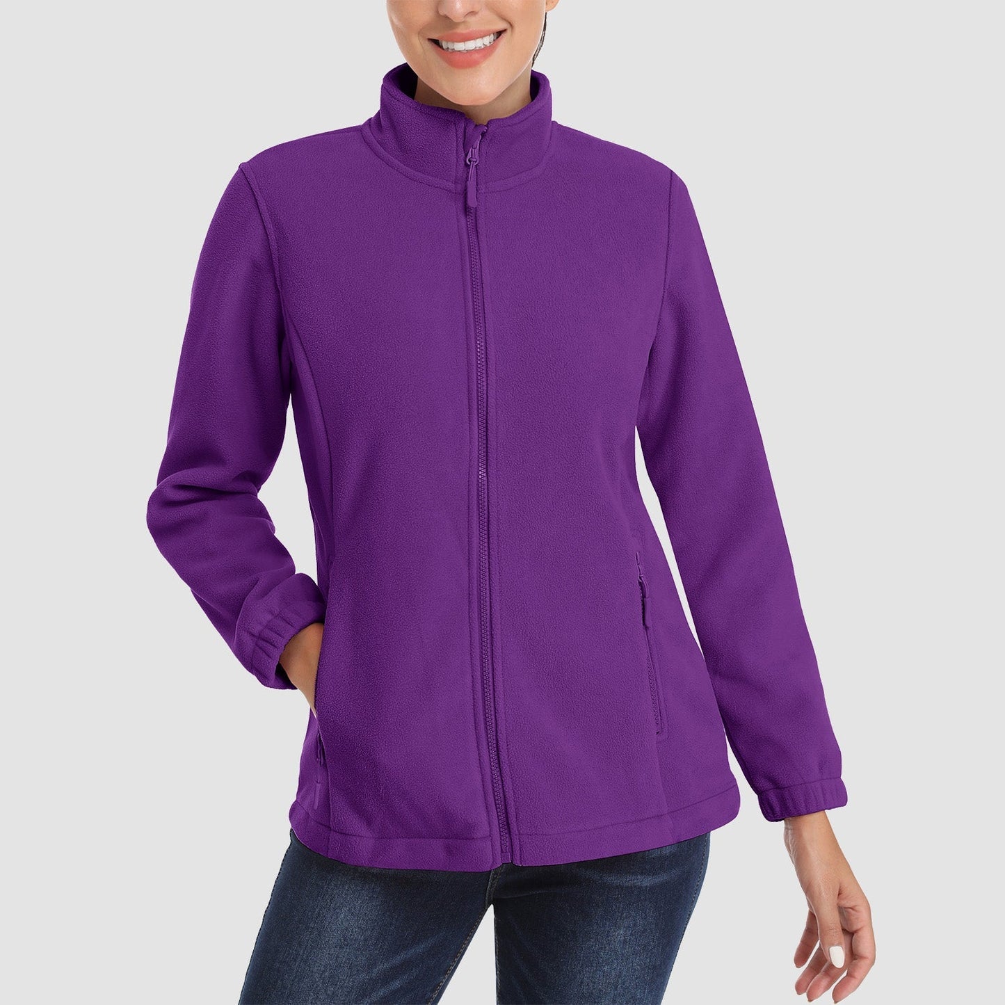 Women's Fleece Zip-Up Jacket Soft Warm Coat