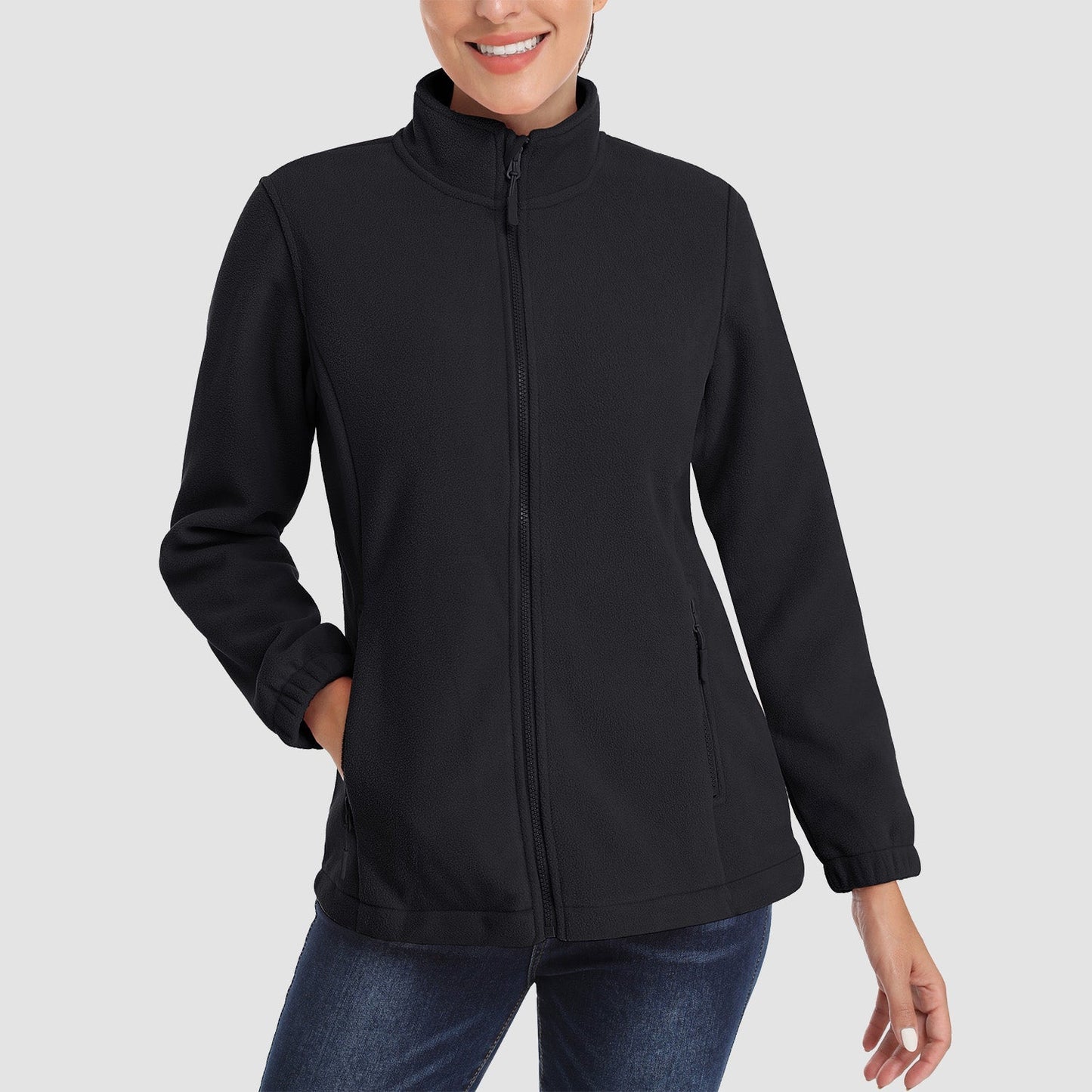 Women's Fleece Zip-Up Jacket Soft Warm Coat