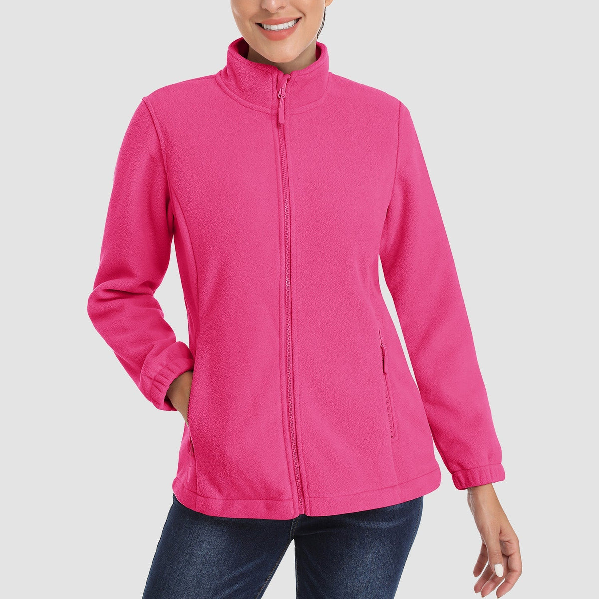 Women's Fleece Zip-Up Jacket Soft Warm Coat