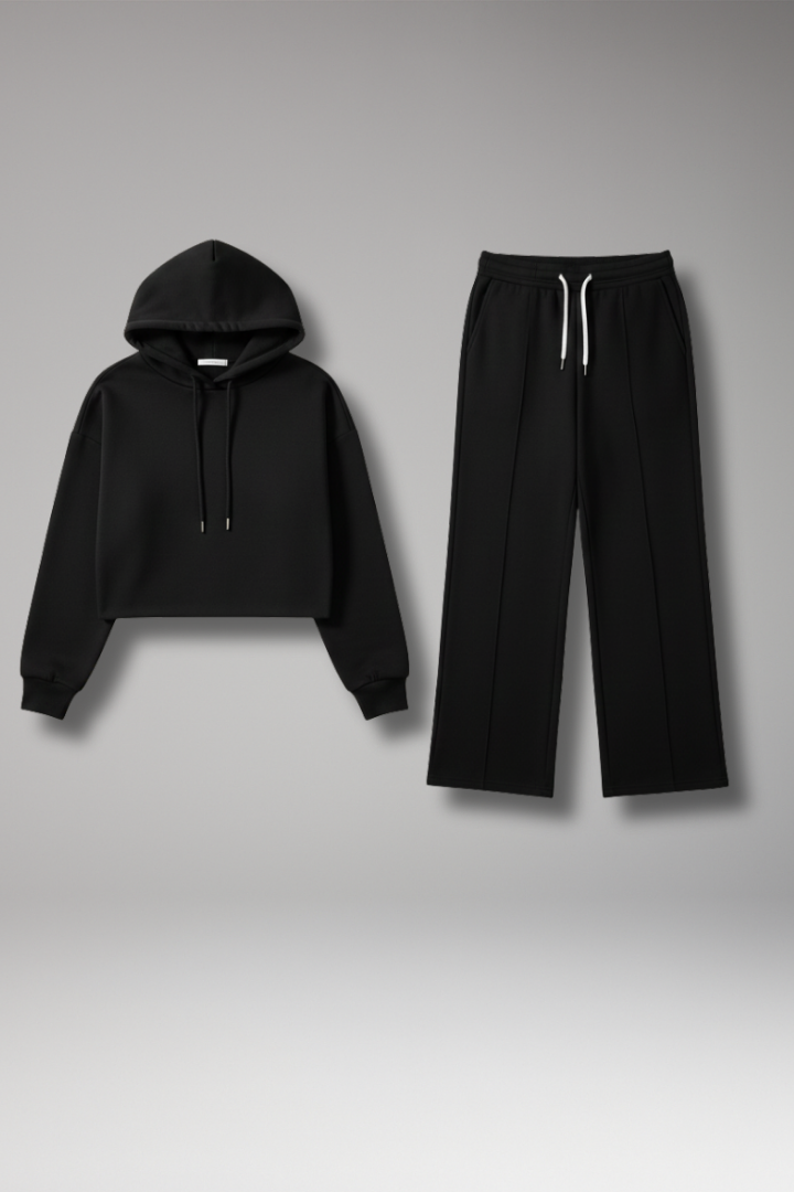 Women's Hooded Tracksuit Set Wide Leg - VibreMode