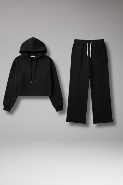 Women's Hooded Tracksuit Set Wide Leg - VibreMode