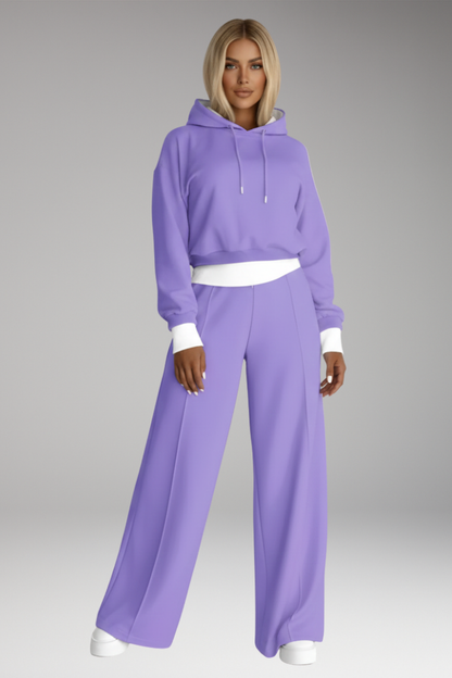 Women's Hooded Tracksuit Set Wide Leg