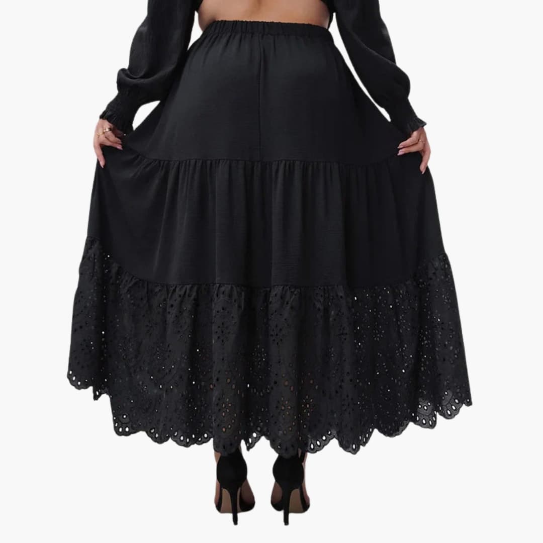 Women's A-Line Maxi Skirt Elastic Waist Side Pockets