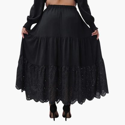 Women's A-Line Maxi Skirt Elastic Waist Side Pockets