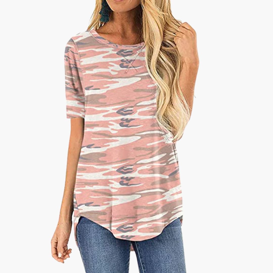 Women's Leopard Print Short Sleeve Crew Neck T-Shirt