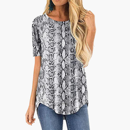 Women's Leopard Print Short Sleeve Crew Neck T-Shirt