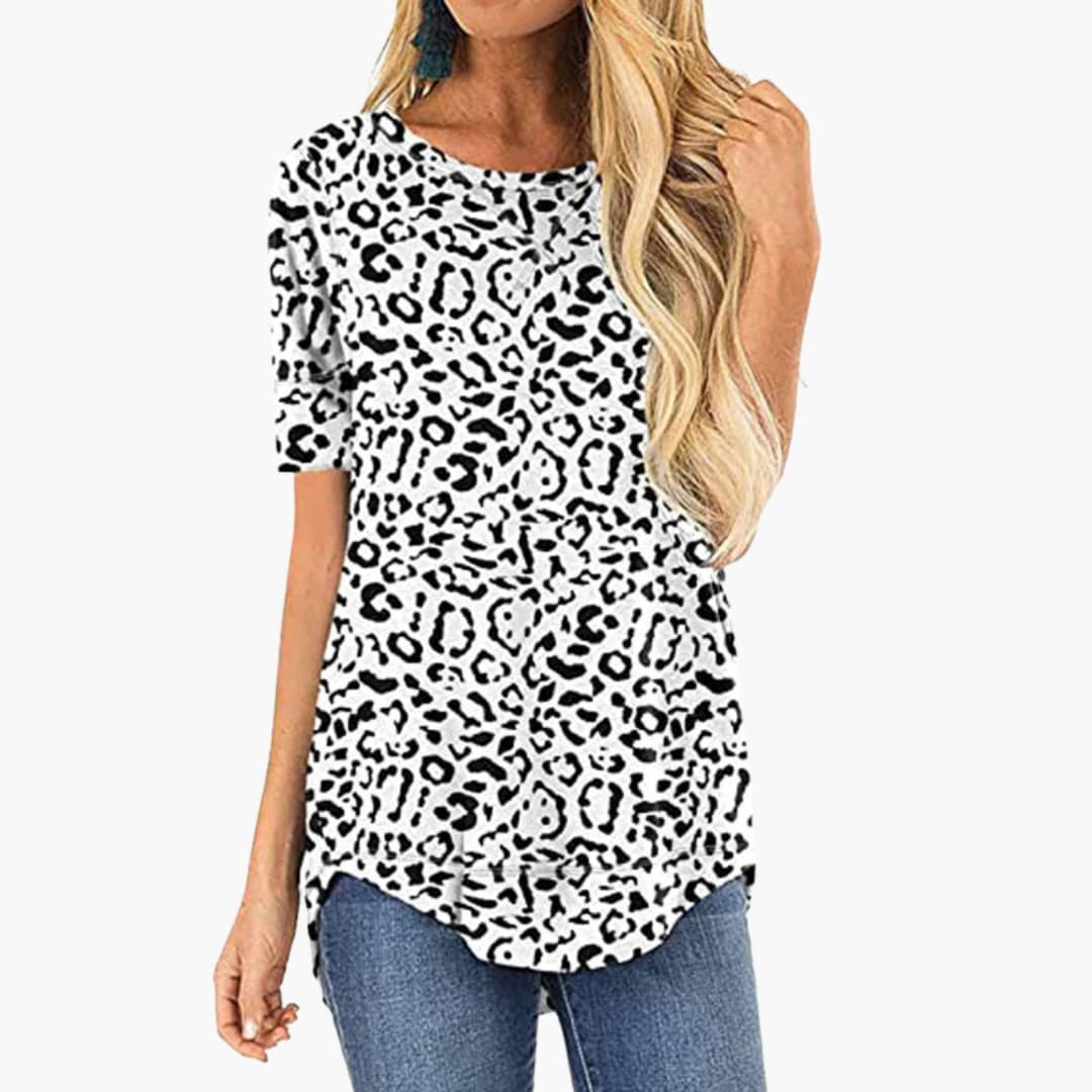 Women's Animal Print Round Neck T-Shirt - VibreMode