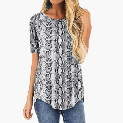 Women's Animal Print Round Neck T-Shirt