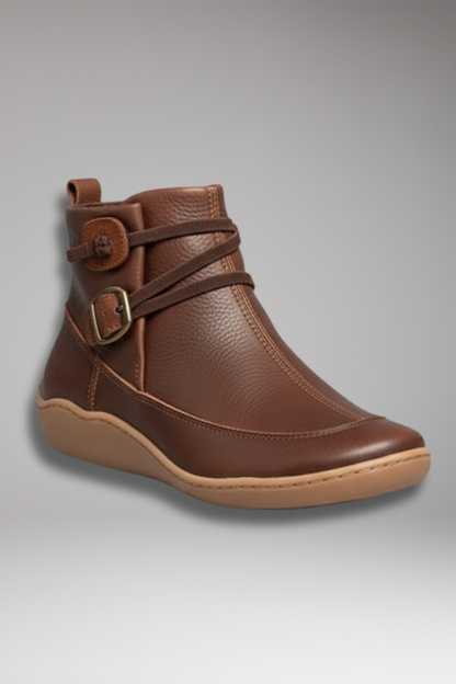 Women's Ankle Boots Waterproof Leather Rubber Sole - VibreMode