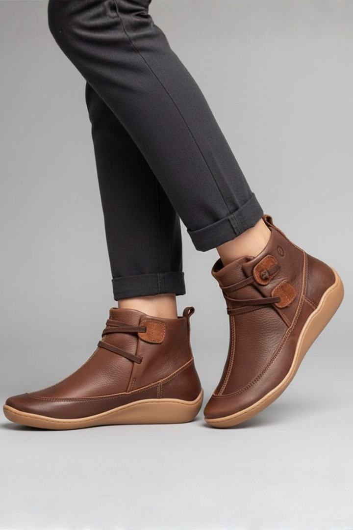 Women's Ankle Boots Waterproof Leather Rubber Sole