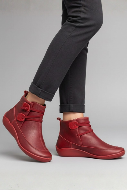 Women's Ankle Boots Waterproof Leather Rubber Sole