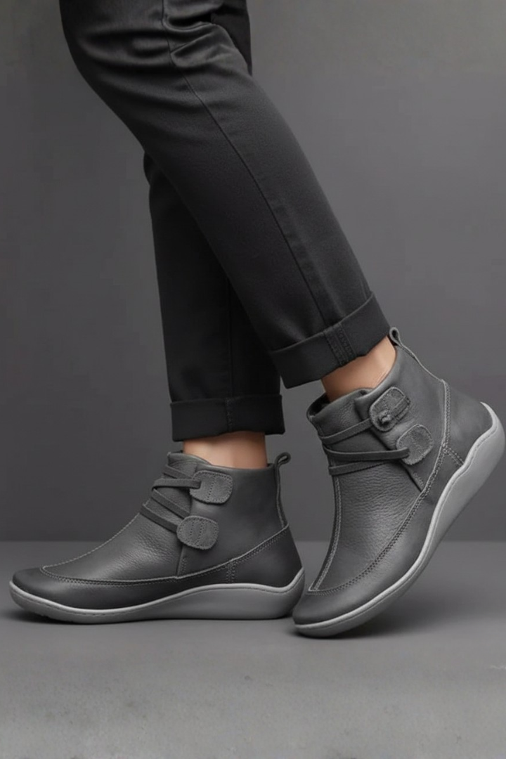 Women's Ankle Boots Waterproof Leather Rubber Sole