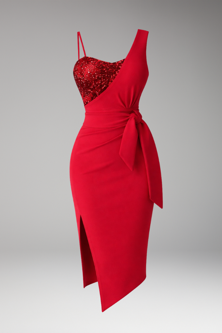 Women's Asymmetrical Sequin Dress - VibreMode