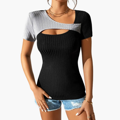 Women's Short Sleeve Asymmetrical T-Shirt - VibreMode