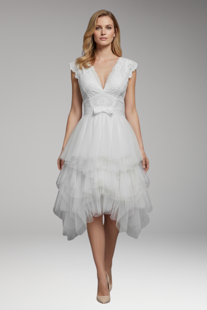 Women's V-Neck Mesh Dress Flowy Skirt