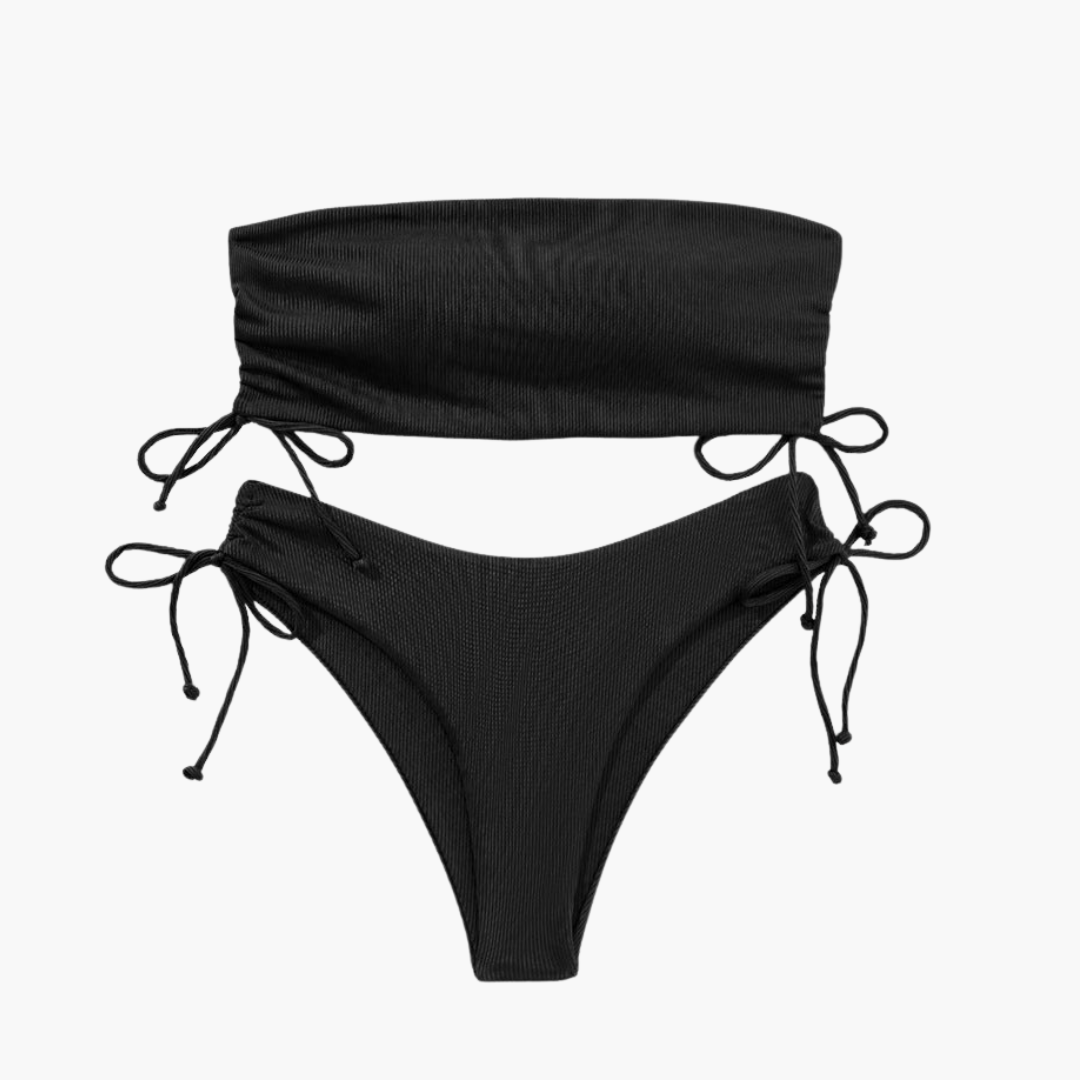 Women's High Waisted Bandeau Bikini Set