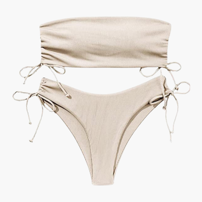 Women's High Waisted Bandeau Bikini Set