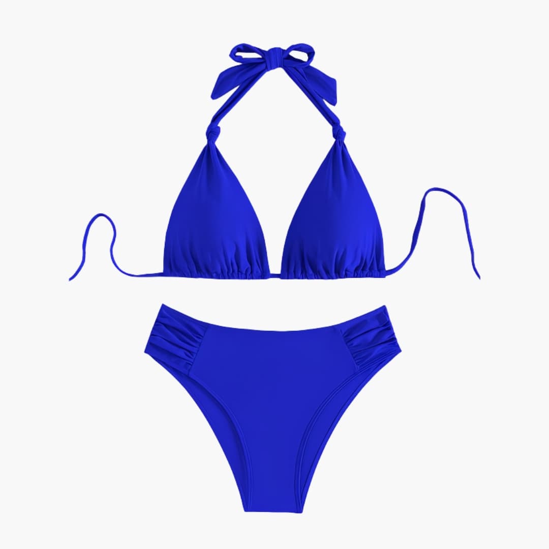 Women's High Waisted Bandeau Bikini Set Removable Straps