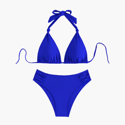 Women's High Waisted Bandeau Bikini Set Removable Straps