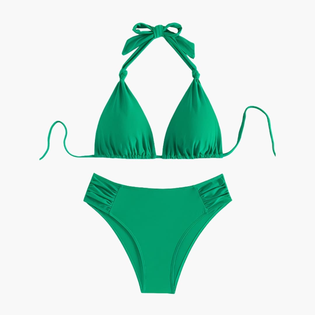 Women's High Waisted Bandeau Bikini Set Removable Straps - VibreMode