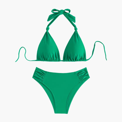 Women's High Waisted Bandeau Bikini Set Removable Straps - VibreMode