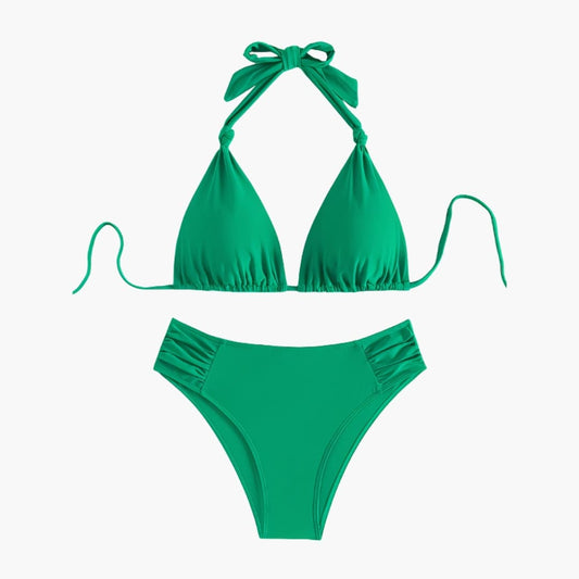 Women's High Waisted Bandeau Bikini Set Removable Straps - VibreMode