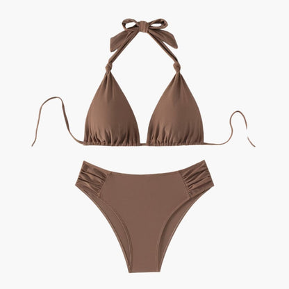 Women's High Waisted Bandeau Bikini Set Removable Straps