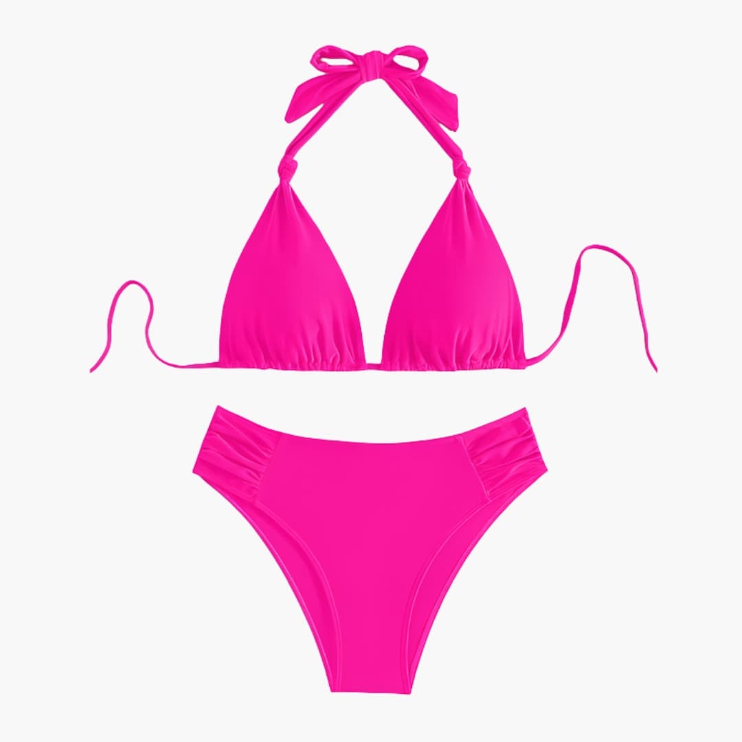 Women's High Waisted Bandeau Bikini Set Removable Straps