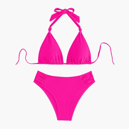 Women's High Waisted Bandeau Bikini Set Removable Straps